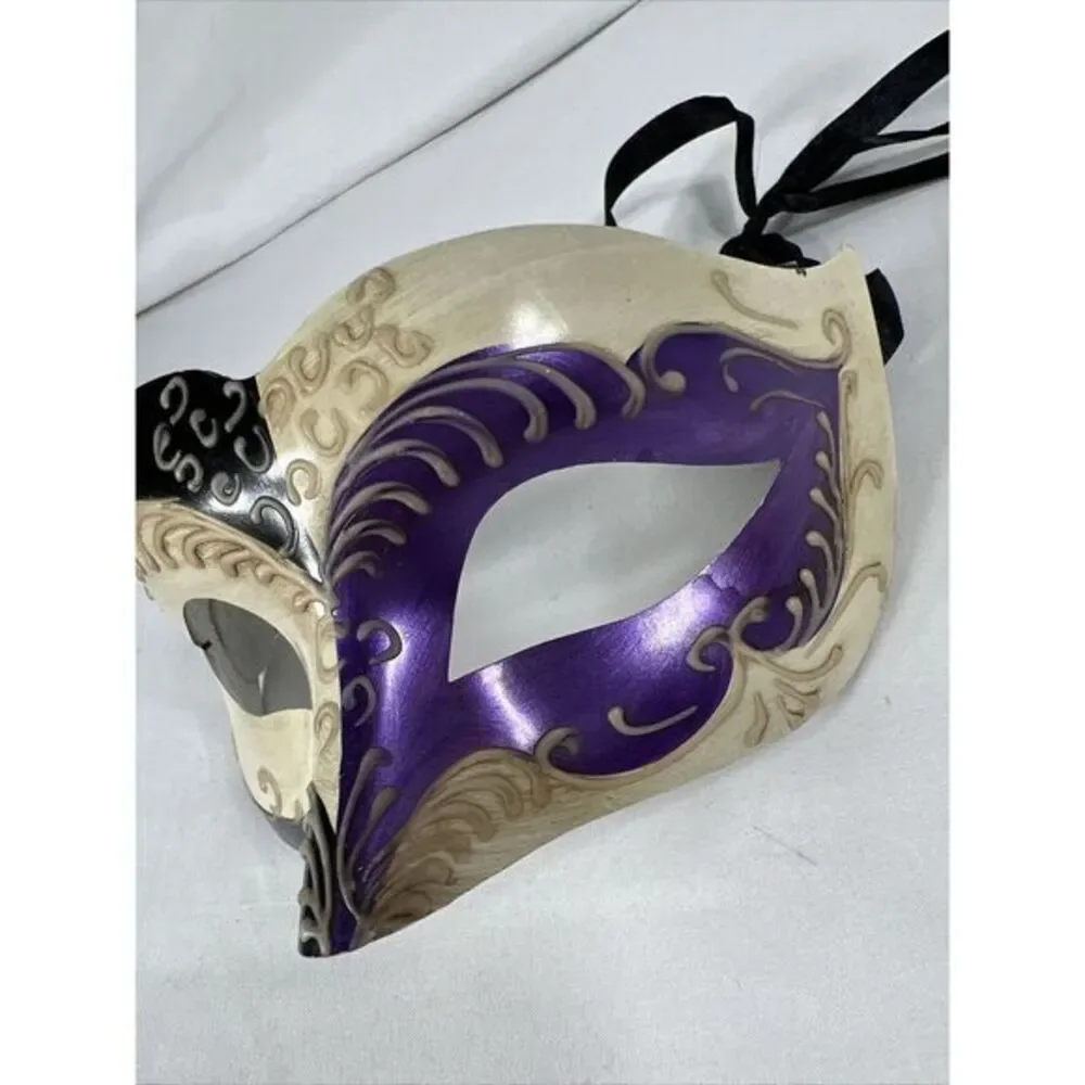 Purple White Black Masquerade Mardi Gras Halloween Ball Mask‎